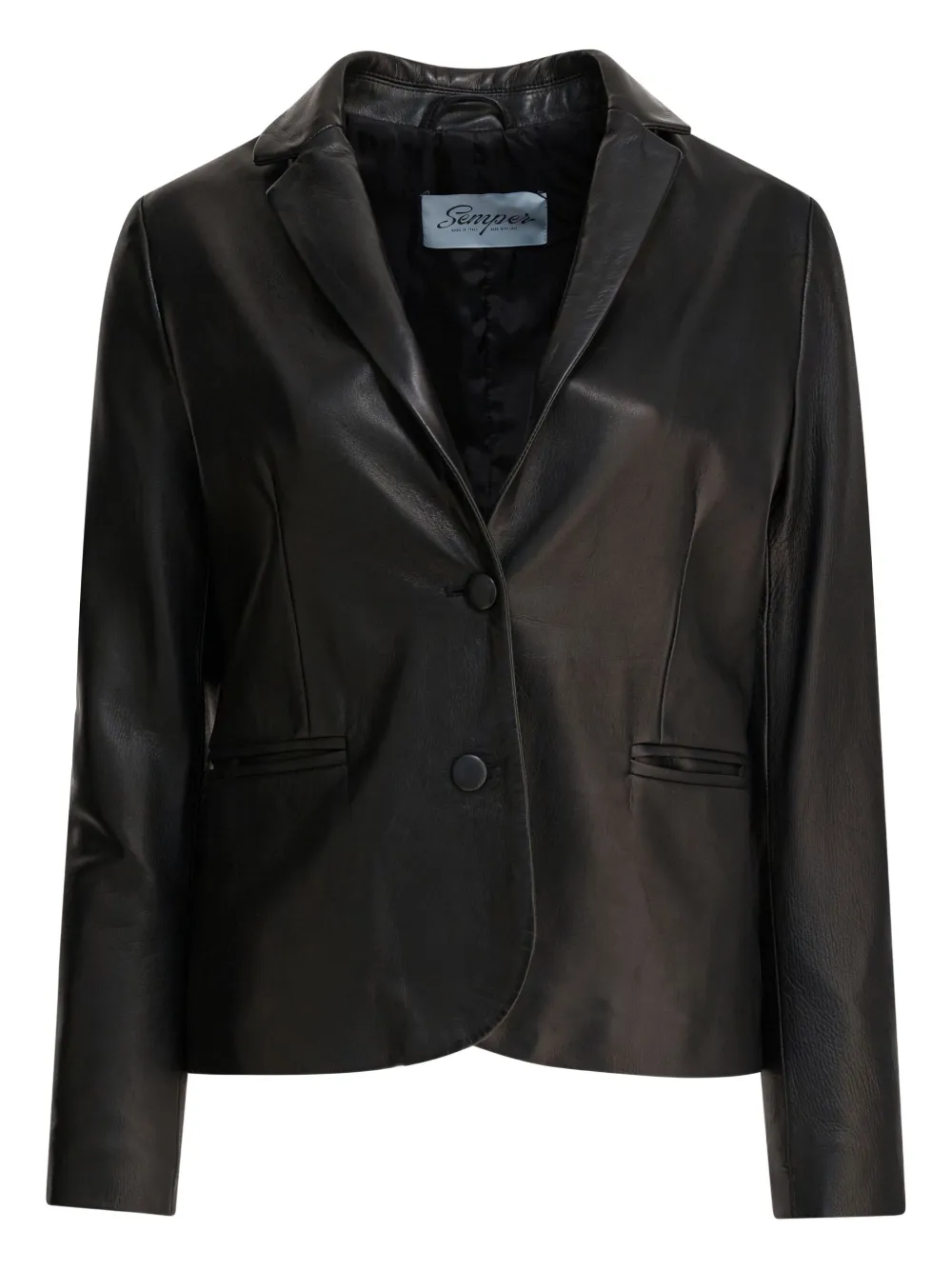 Semper buttoned leather blazer | Black | Image 1