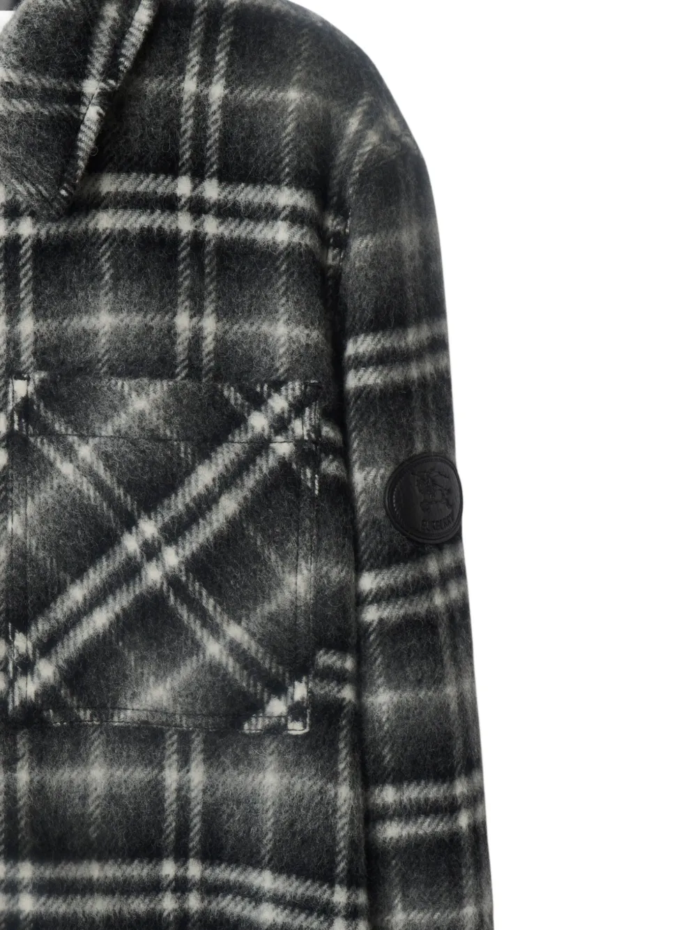 Burberry Check Wool Overshirt In Black