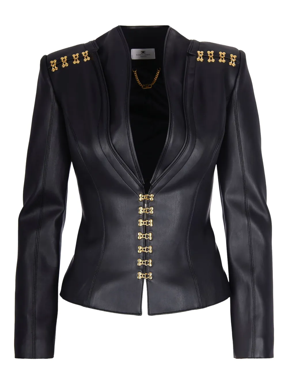 Elisabetta Franchi Giacca Con Ganci Gioiello Nero In Black