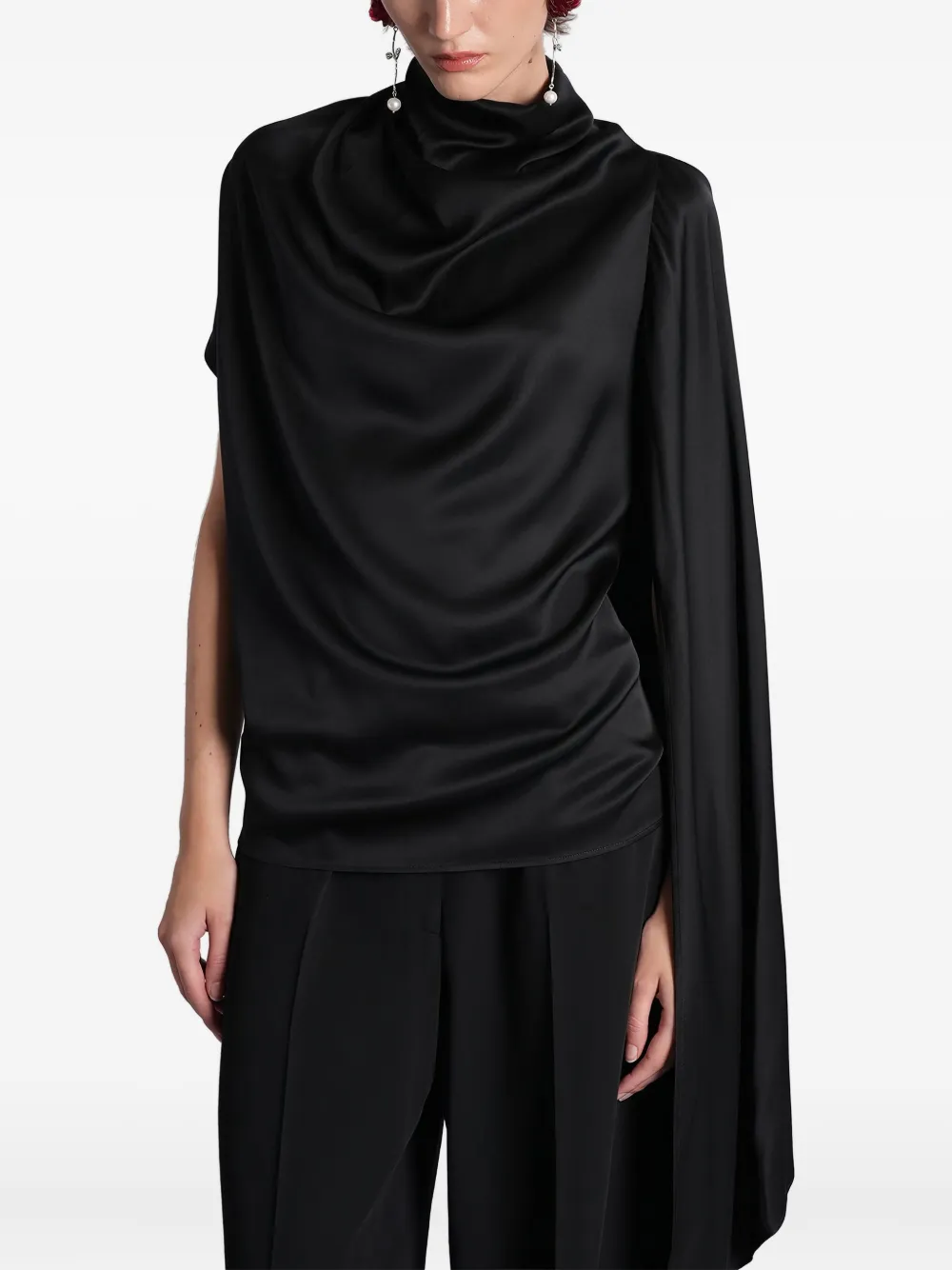 Magda Butrym scarf-detail asymmetric blouse | Black | Image 1