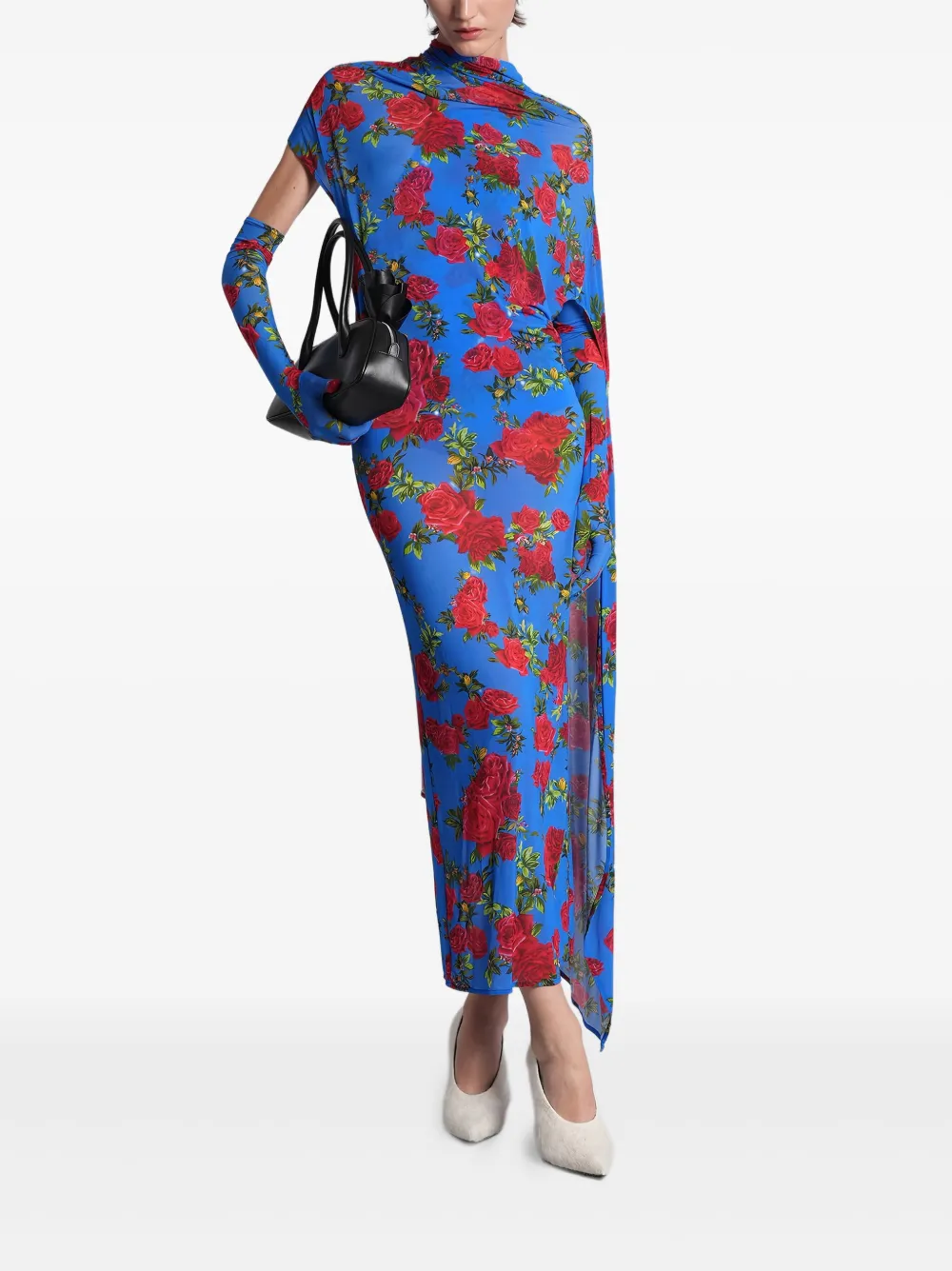 Magda Butrym floral-print draped dress | Blue | Image 1