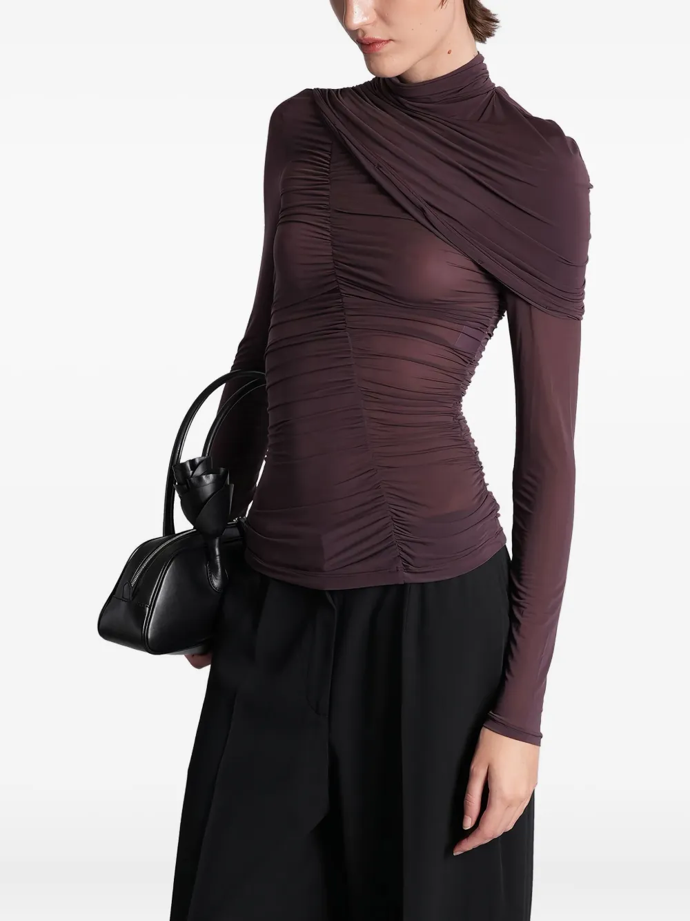 Magda Butrym Ruched Cape-effect Top In Multi