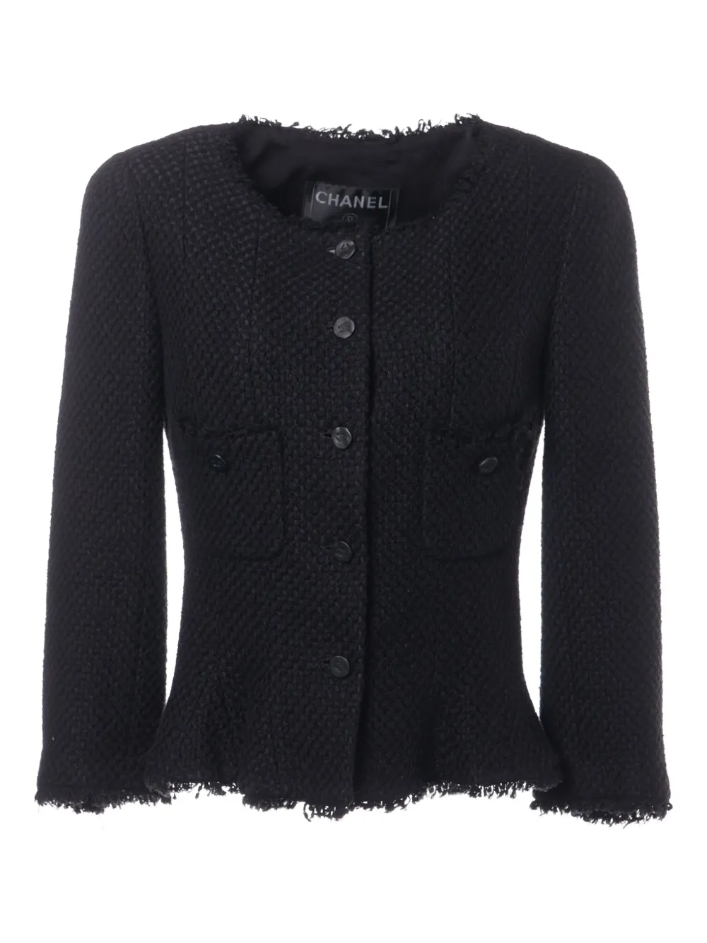 CHANEL Pre-Owned 2006 frayed-edge tweed jacket | Black | Image 1