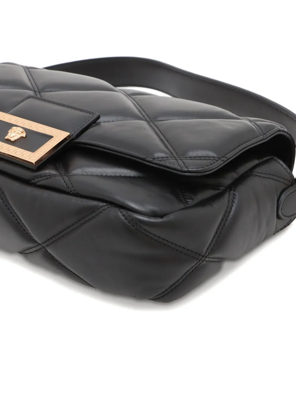 Pre-owned Versace 2020 Greca Flame Top-handle Shoulder Bag In Black