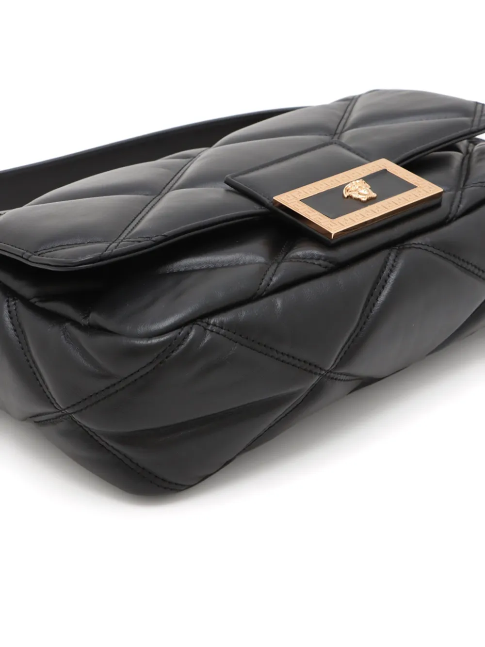 Pre-owned Versace 2020 Greca Flame Top-handle Shoulder Bag In Black