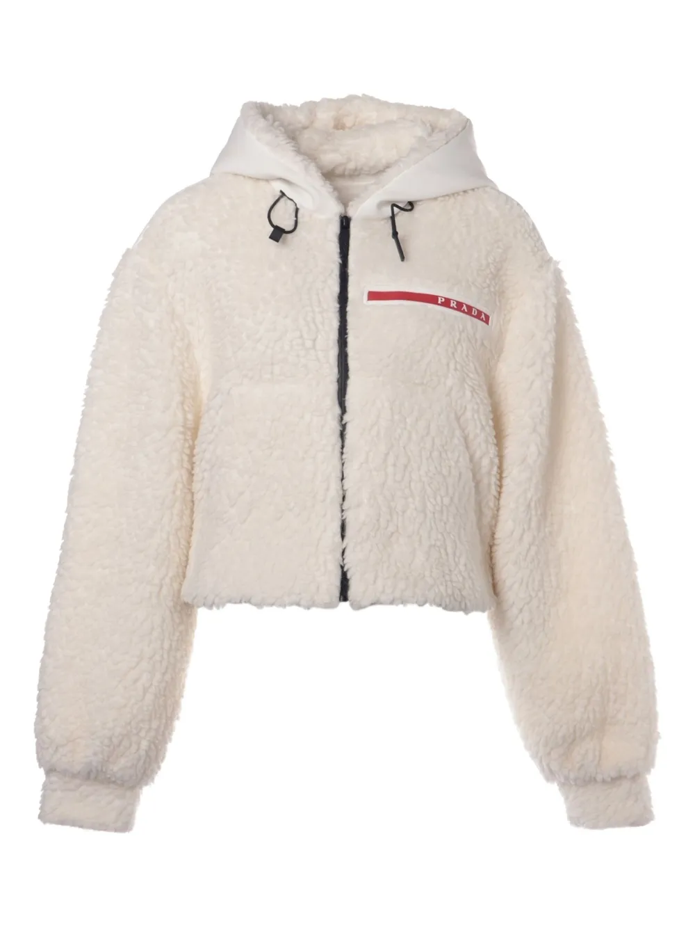 Pre-owned Prada 2022 Hooded Double-fleece Jacket In Neutral