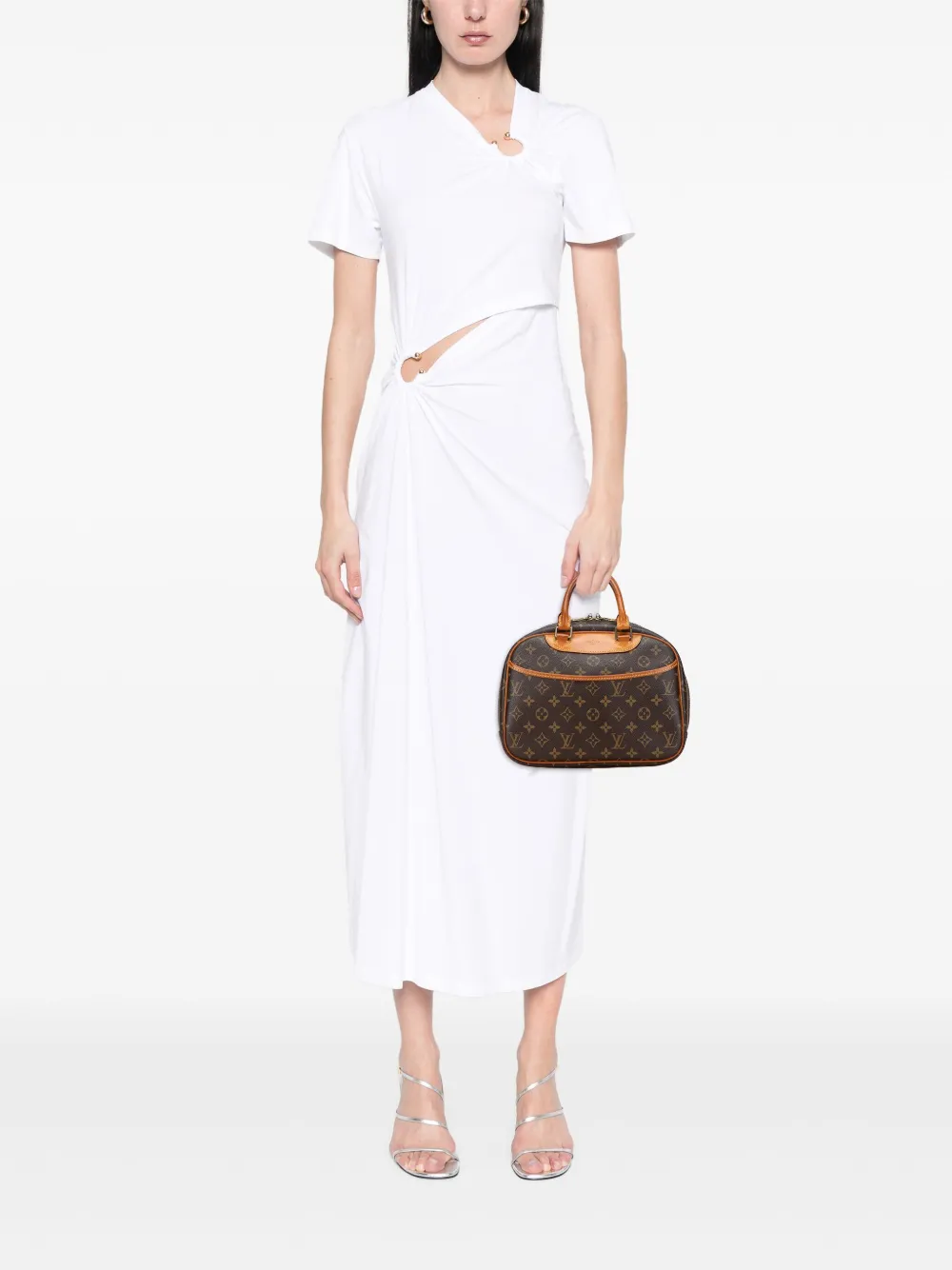 Pre-owned Louis Vuitton 2004 Monogram Trouville Handbag In Brown