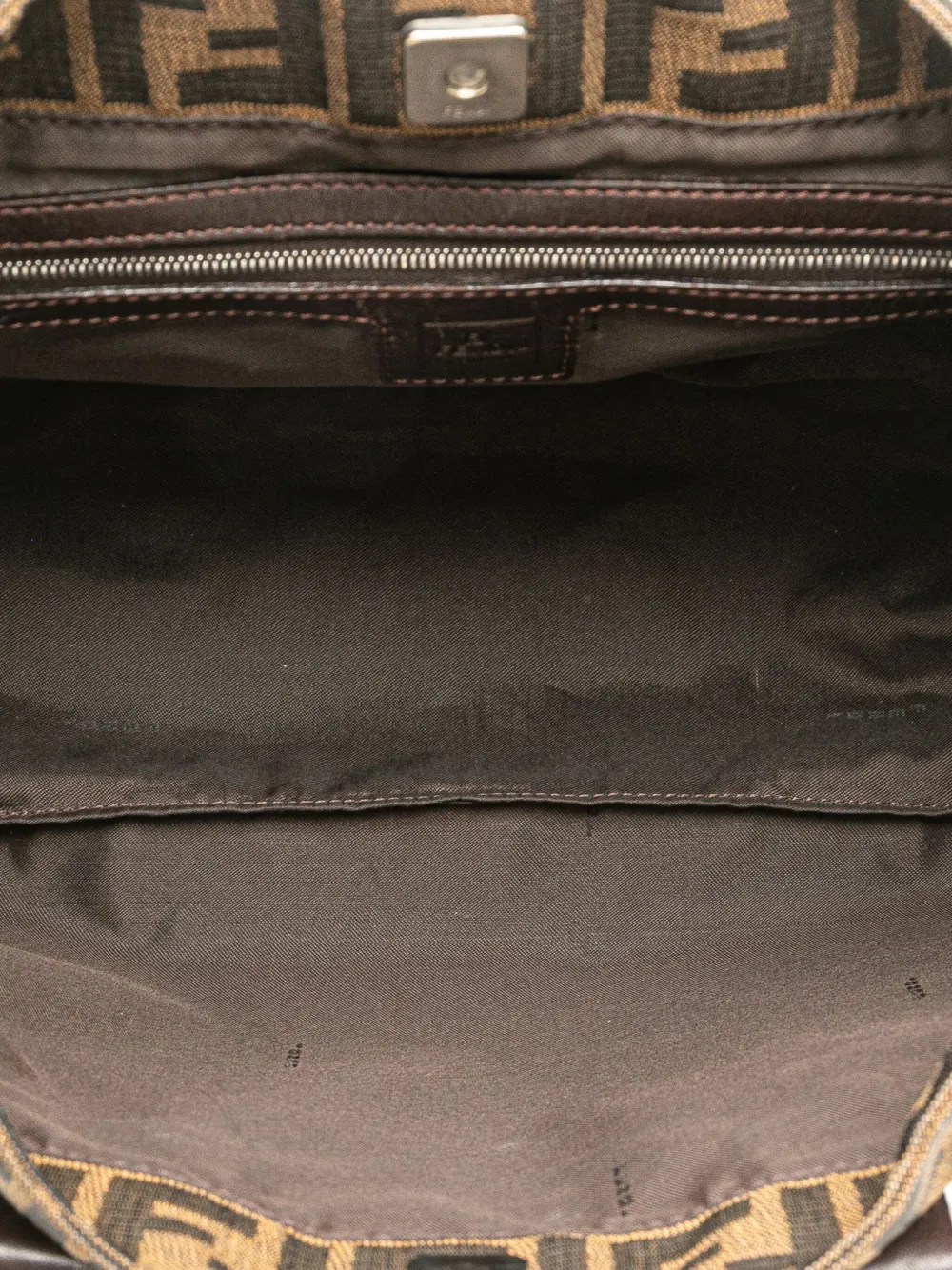 Pre-owned Fendi 2000-2010 Small Zucca Canvas Twins Tote Bag In Brown