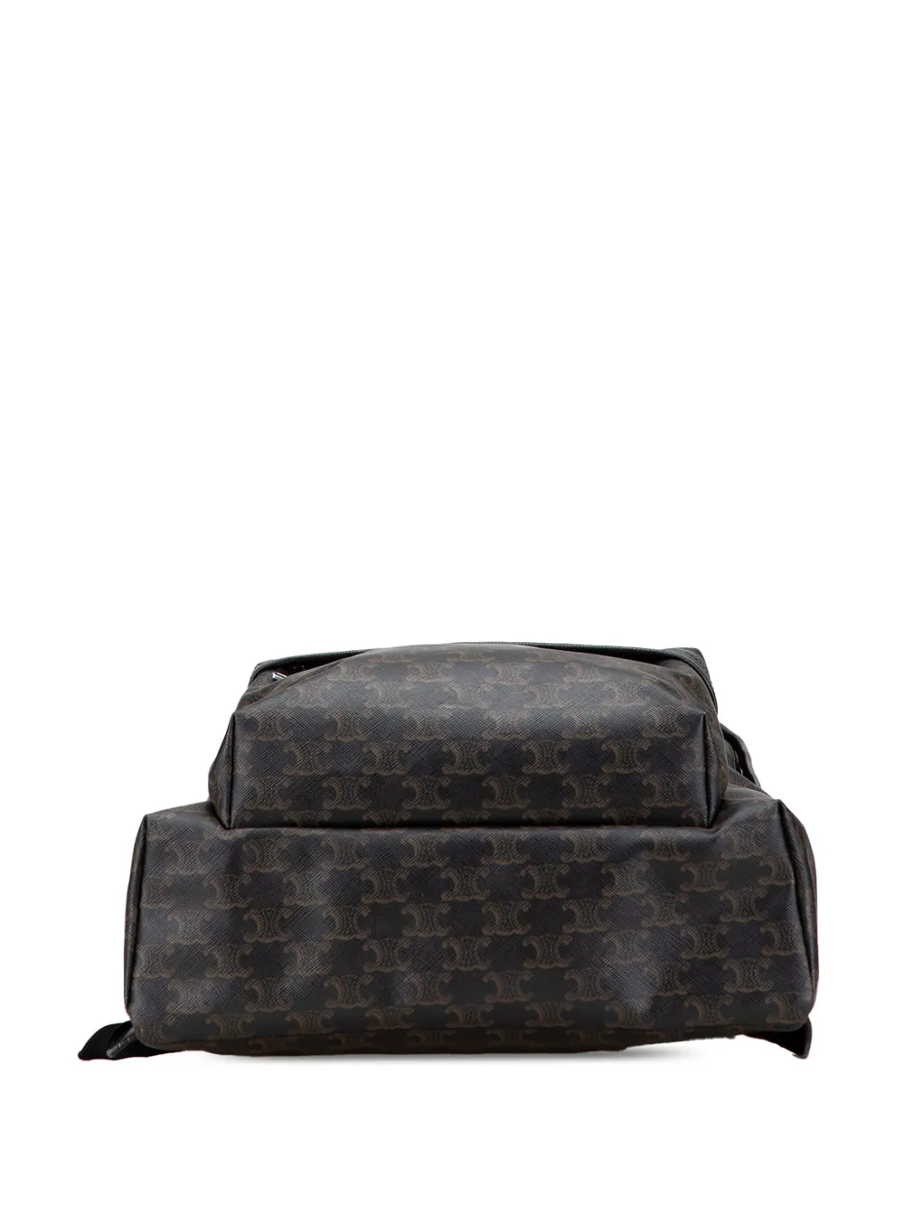 Pre-owned Celine 2023 Medium Triomphe Coated Canvas Backpack In Brown