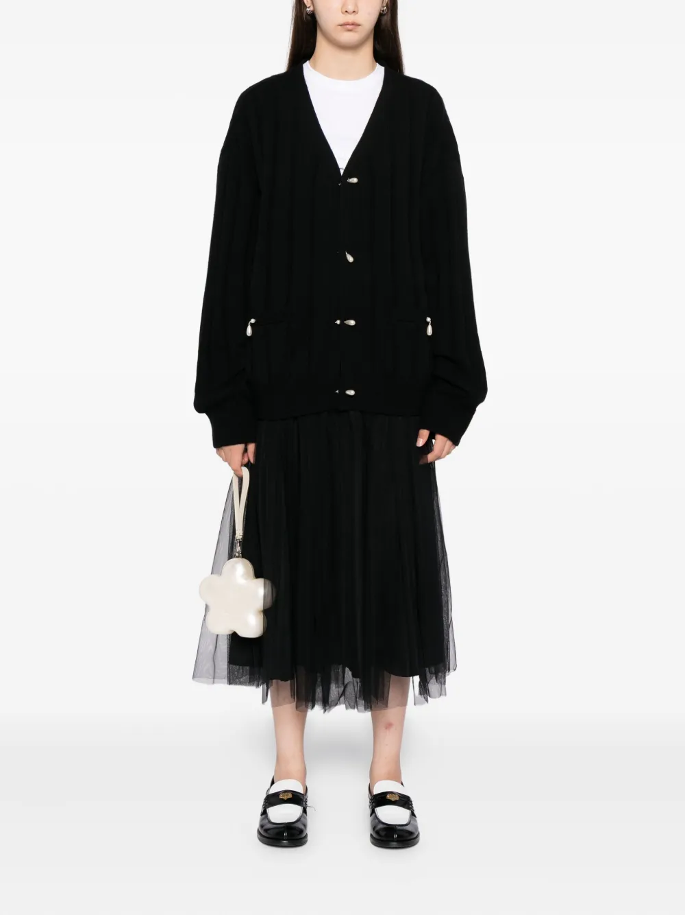 Kimhēkim Pearl-embellished Wool Cardigan In Black