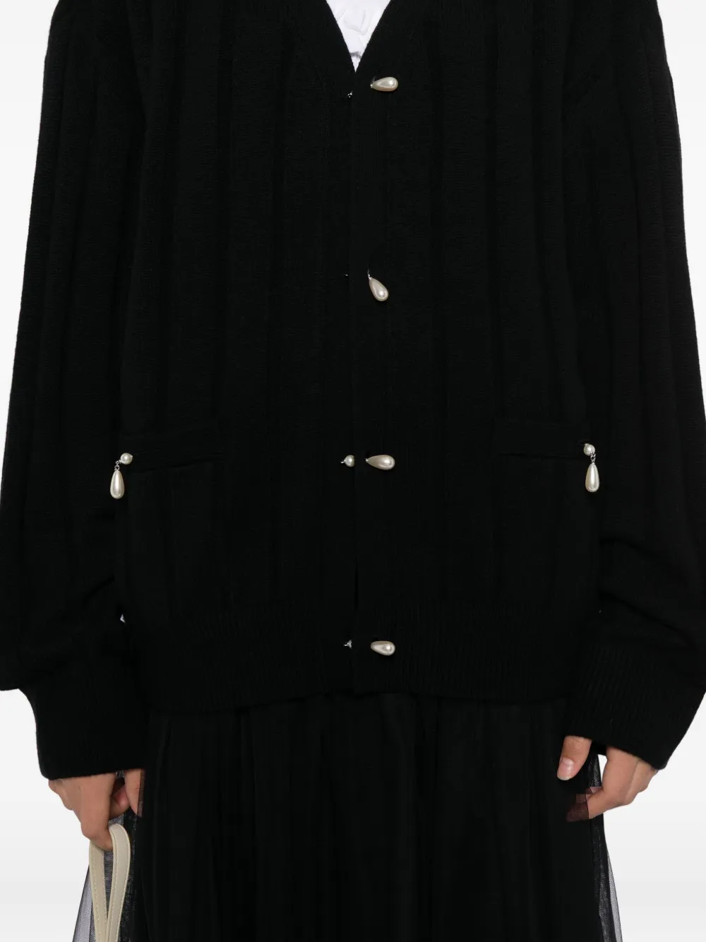 Kimhēkim Pearl-embellished Wool Cardigan In Black