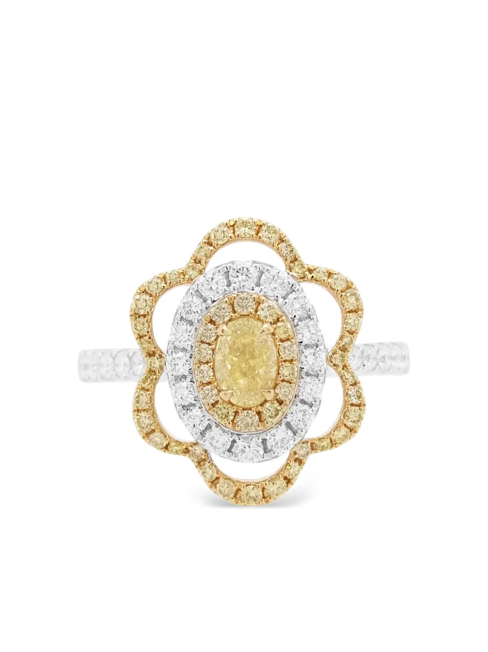 HYT Jewelry Anello in oro bianco e giallo 18 carati con diamanti - Argento