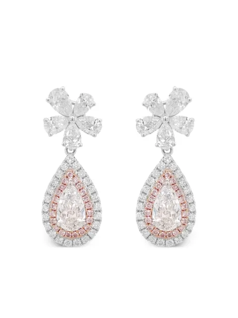 HYT Jewelry أقراط ذهب وردي وأبيض عيار 18 مرصعة بألماس