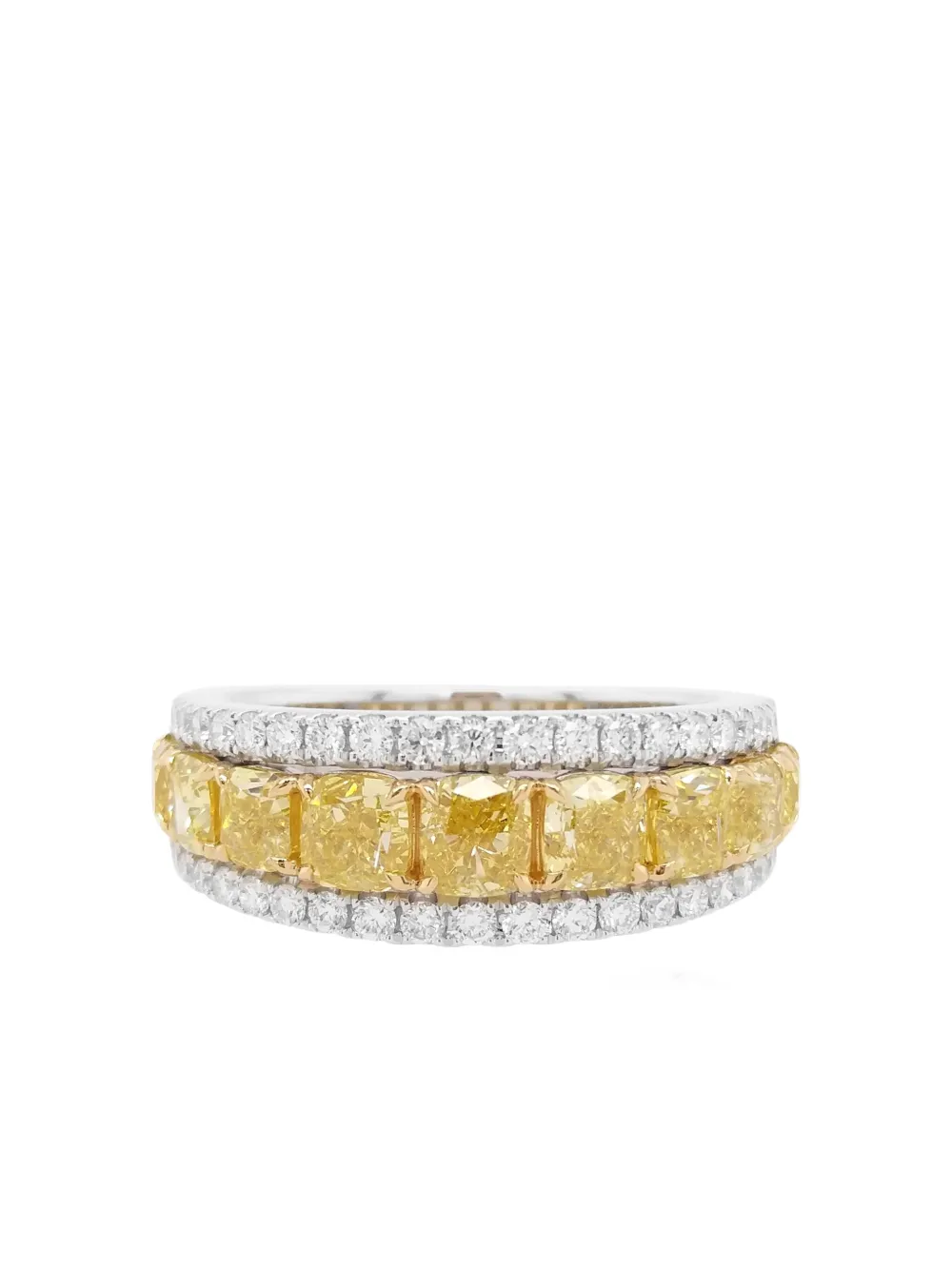 HYT Jewelry Anello in oro bianco e giallo 18 carati con diamanti - Argento