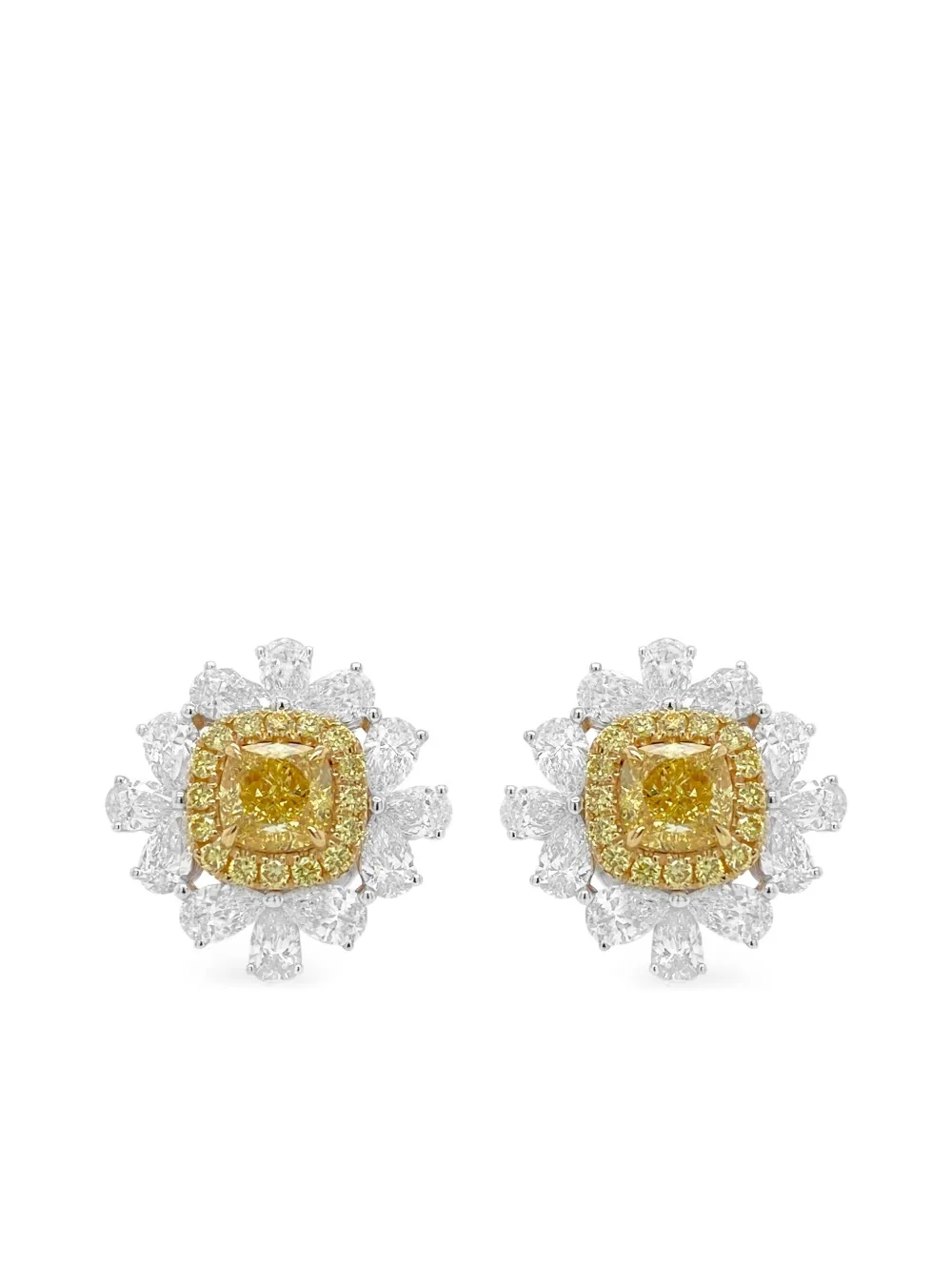 HYT Jewelry Orecchini in oro giallo e bianco 18 carati con diamanti - Argento