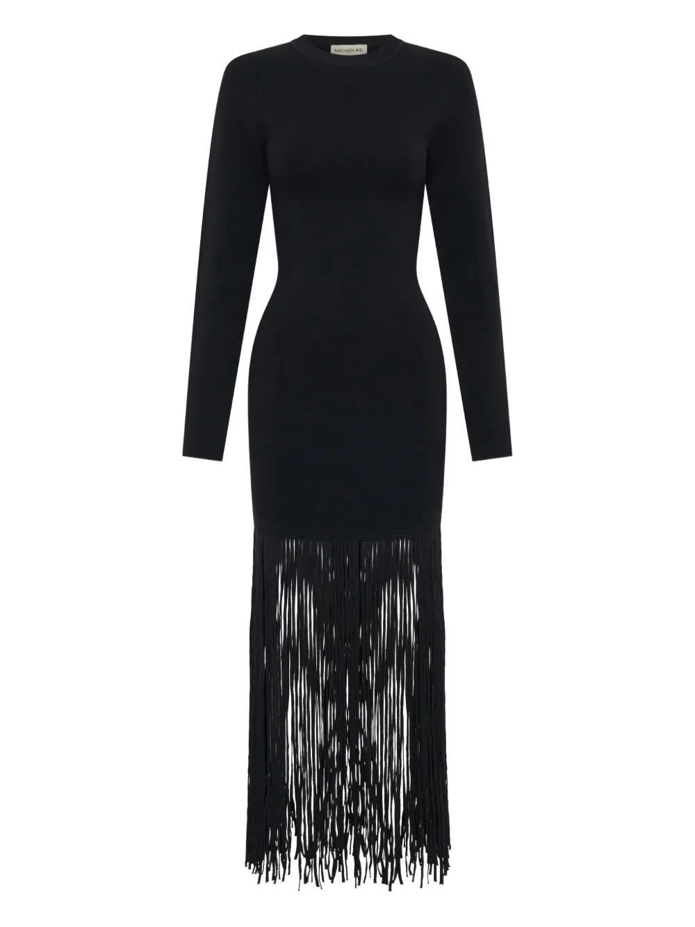 Nicholas Fiorella Fringe Maxi Dress In Black