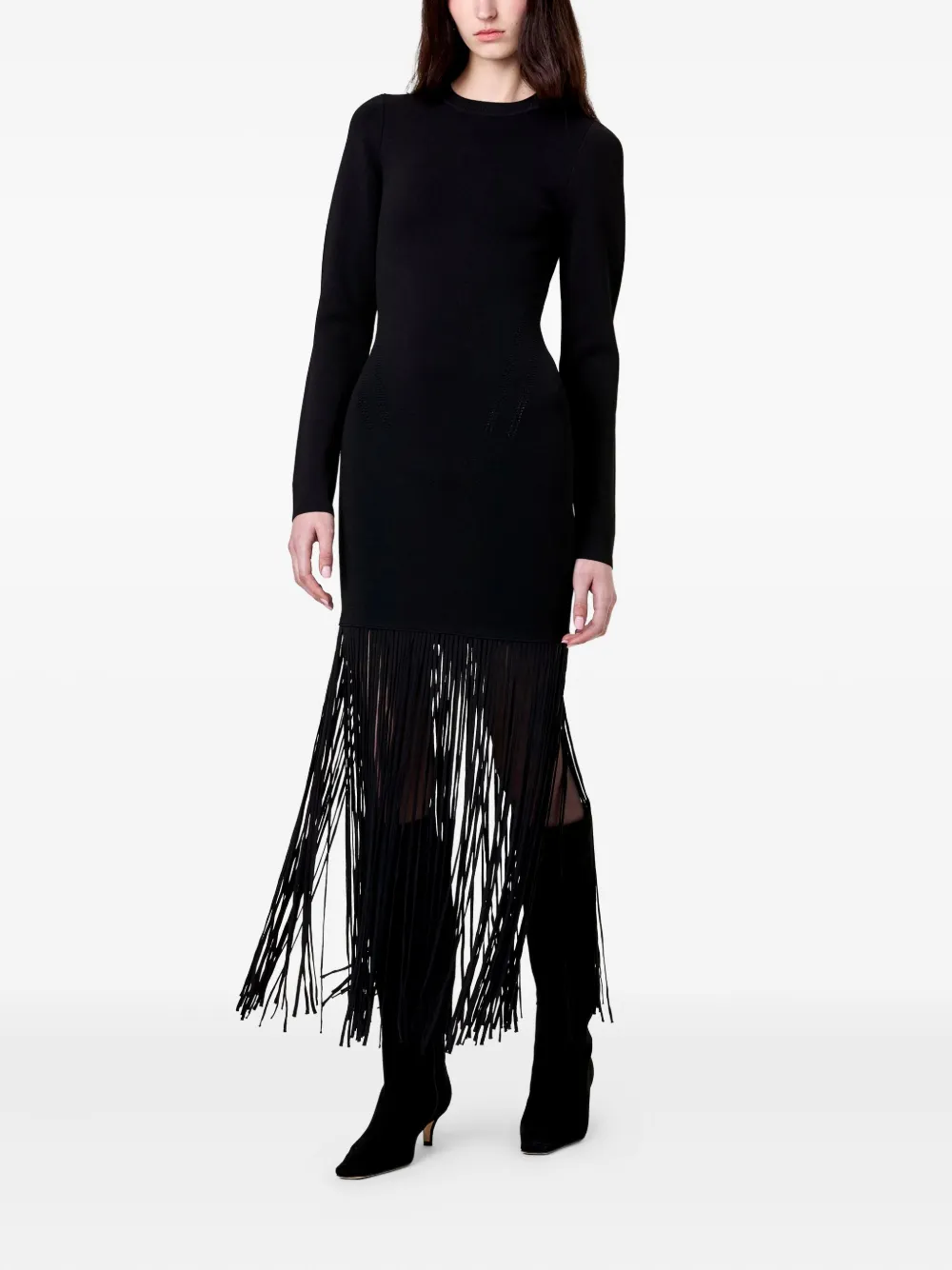 Nicholas Fiorella Fringe Maxi Dress In Black