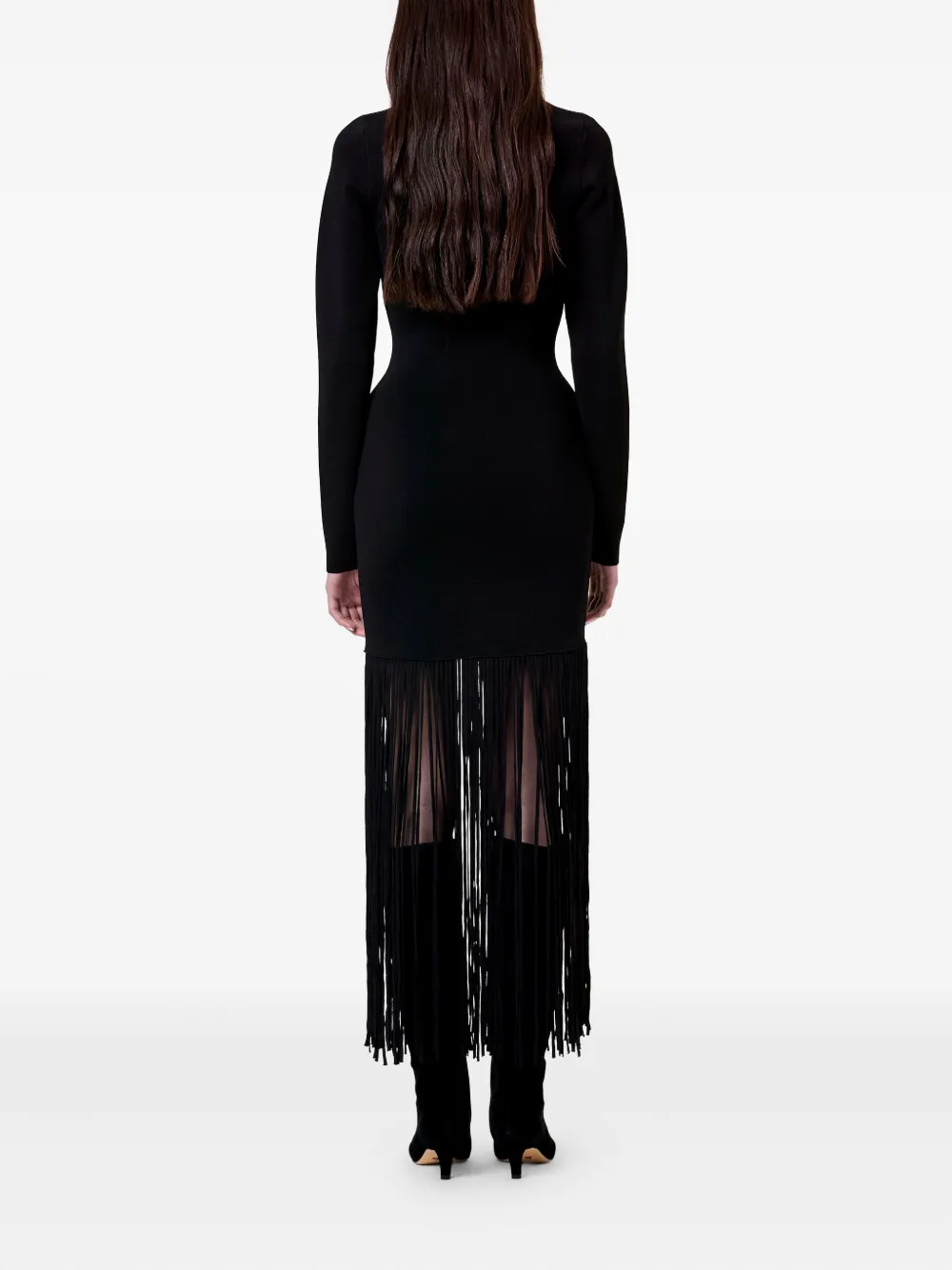 Nicholas Fiorella Fringe Maxi Dress In Black