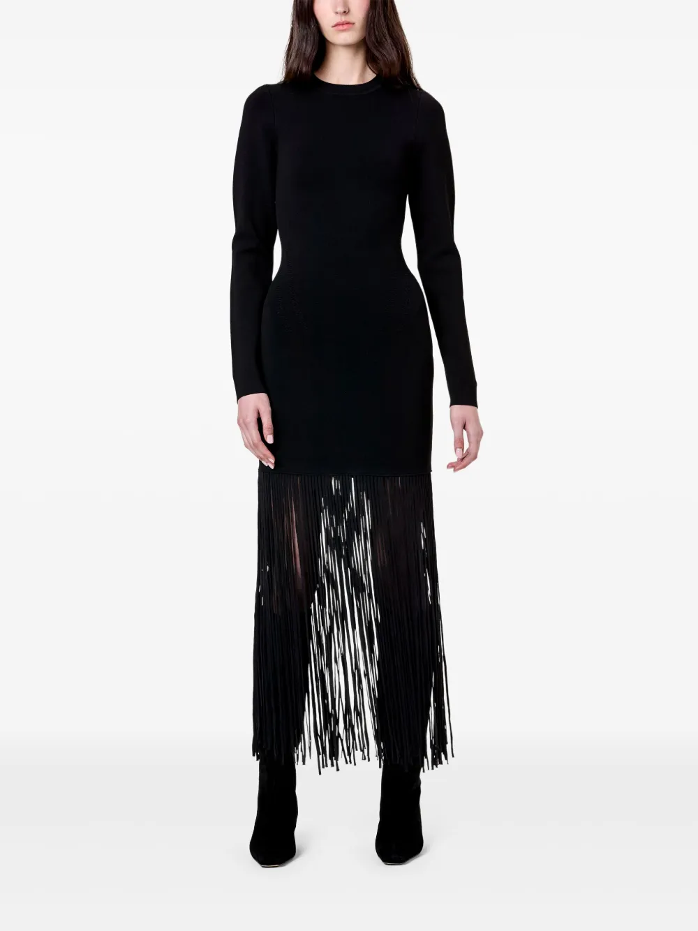 Nicholas Fiorella Fringe Maxi Dress In Black