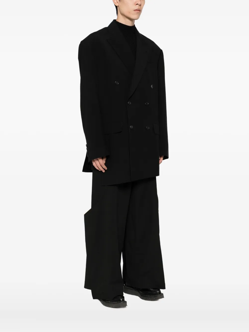 SONGZIO Oversized blazer met dubbele rij knopen Zwart