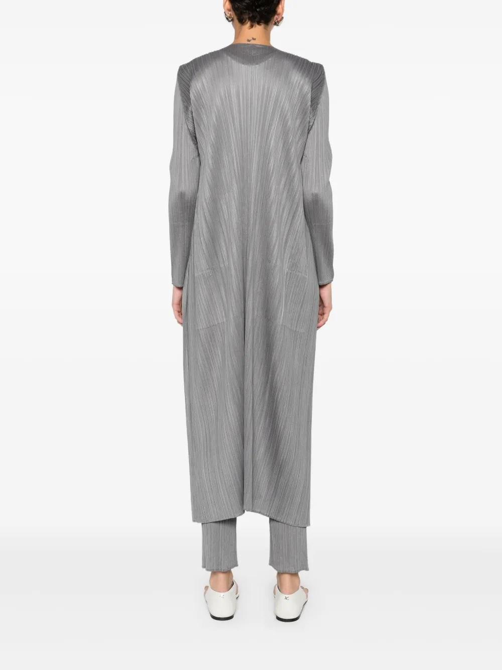Pleats Please Issey Miyake Mantel met open voorkant Grijs