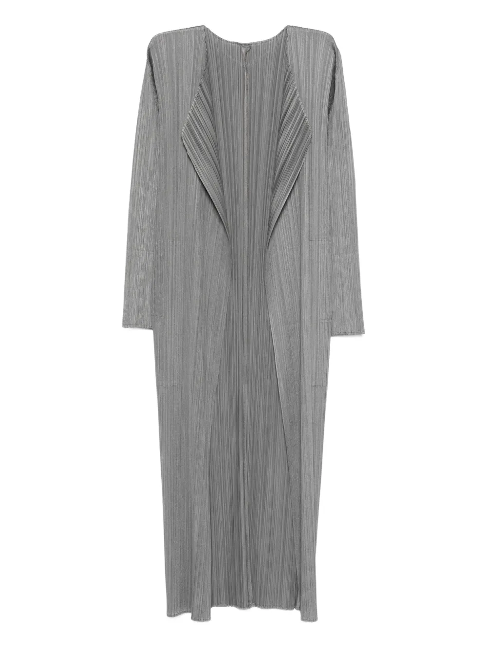 Pleats Please Issey Miyake open-front pleated coat | Grey | Image 1