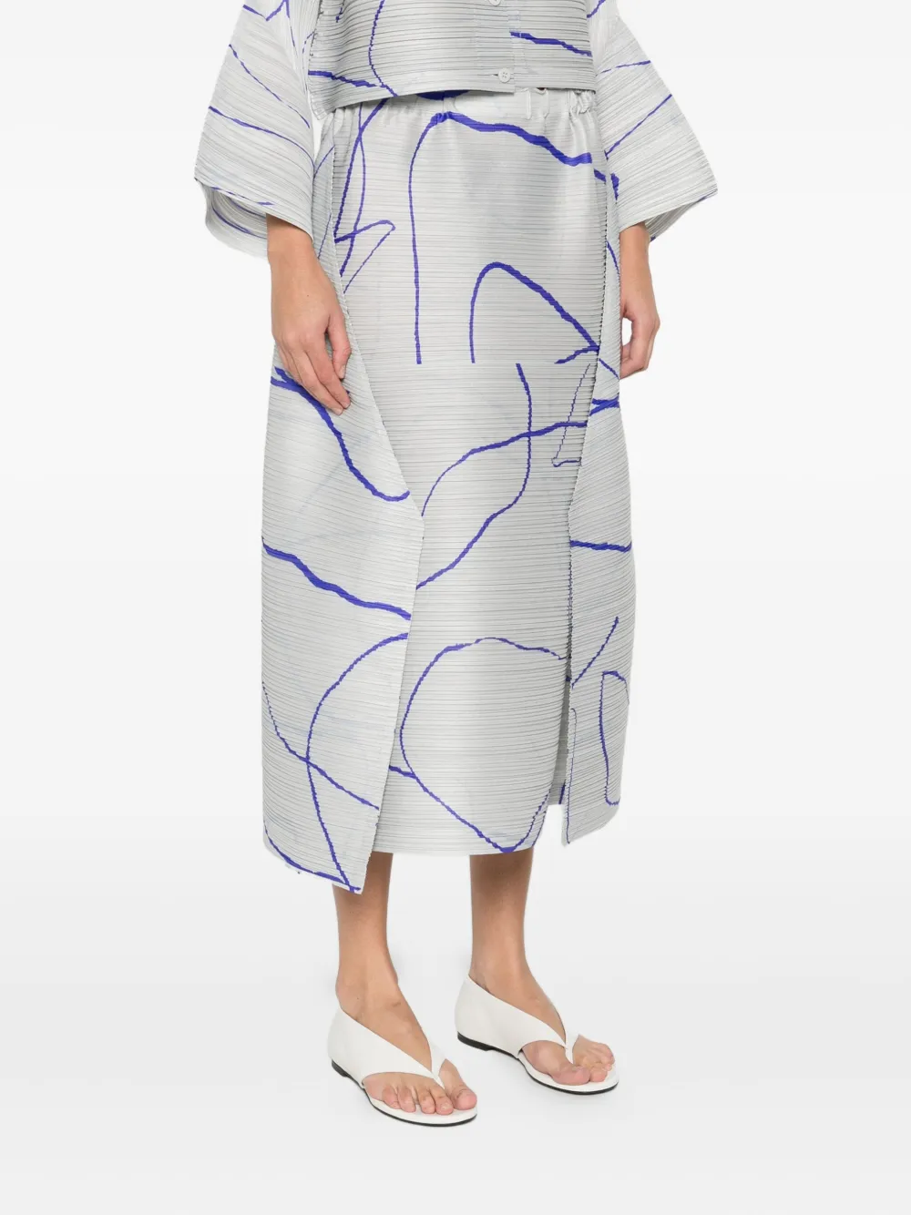 Issey Miyake Pause Pleated Skirt In Blue