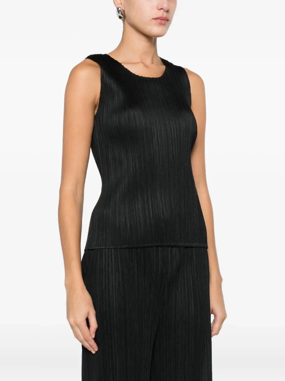 Pleats Please Issey Miyake Geribbelde top Zwart