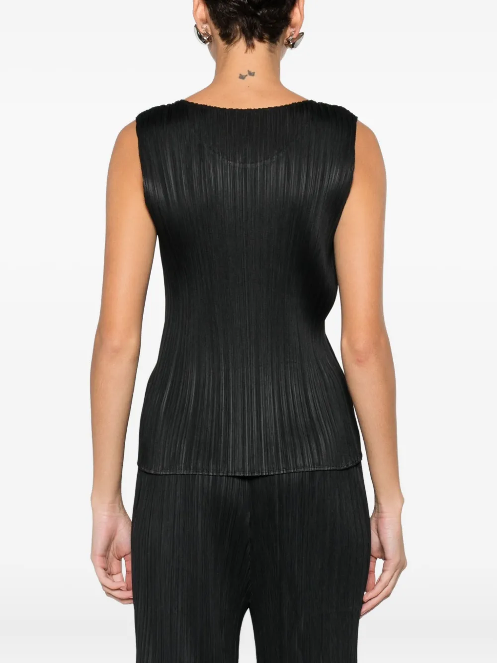 Pleats Please Issey Miyake Geribbelde top Zwart