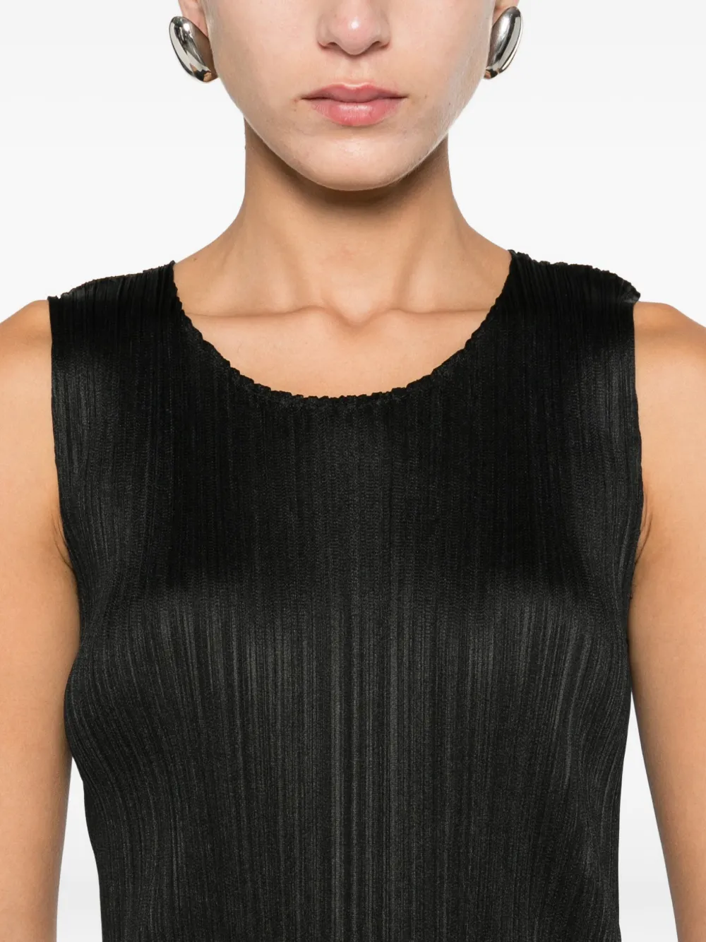 Pleats Please Issey Miyake Geribbelde top Zwart