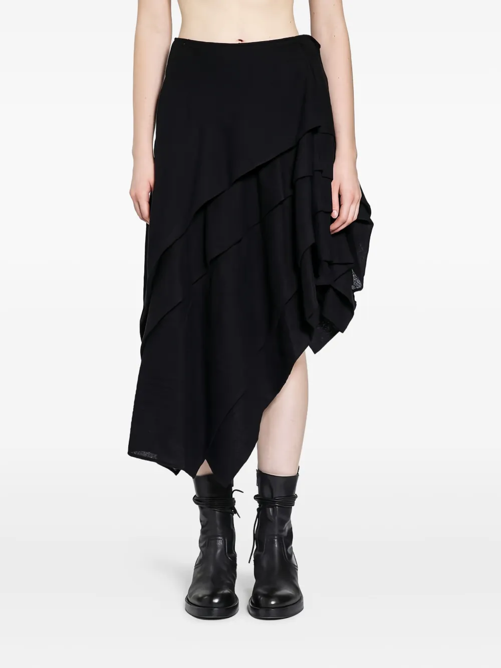 Yohji Yamamoto falda midi con costuras | negro | Image 1