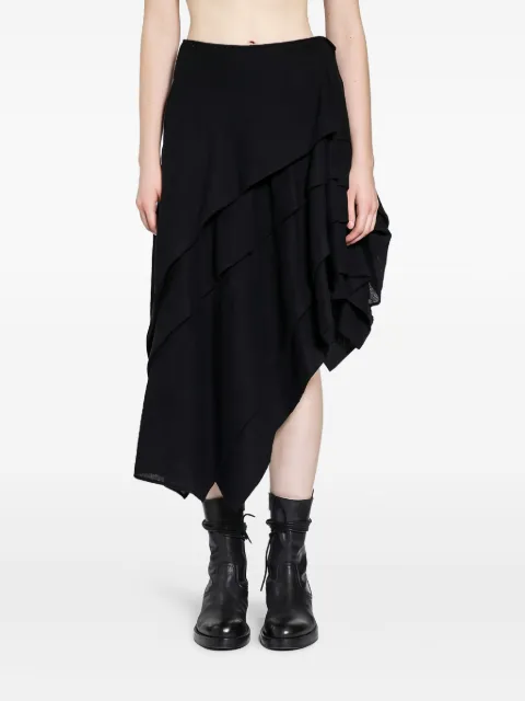Yohji Yamamoto tucked stitched midi skirt