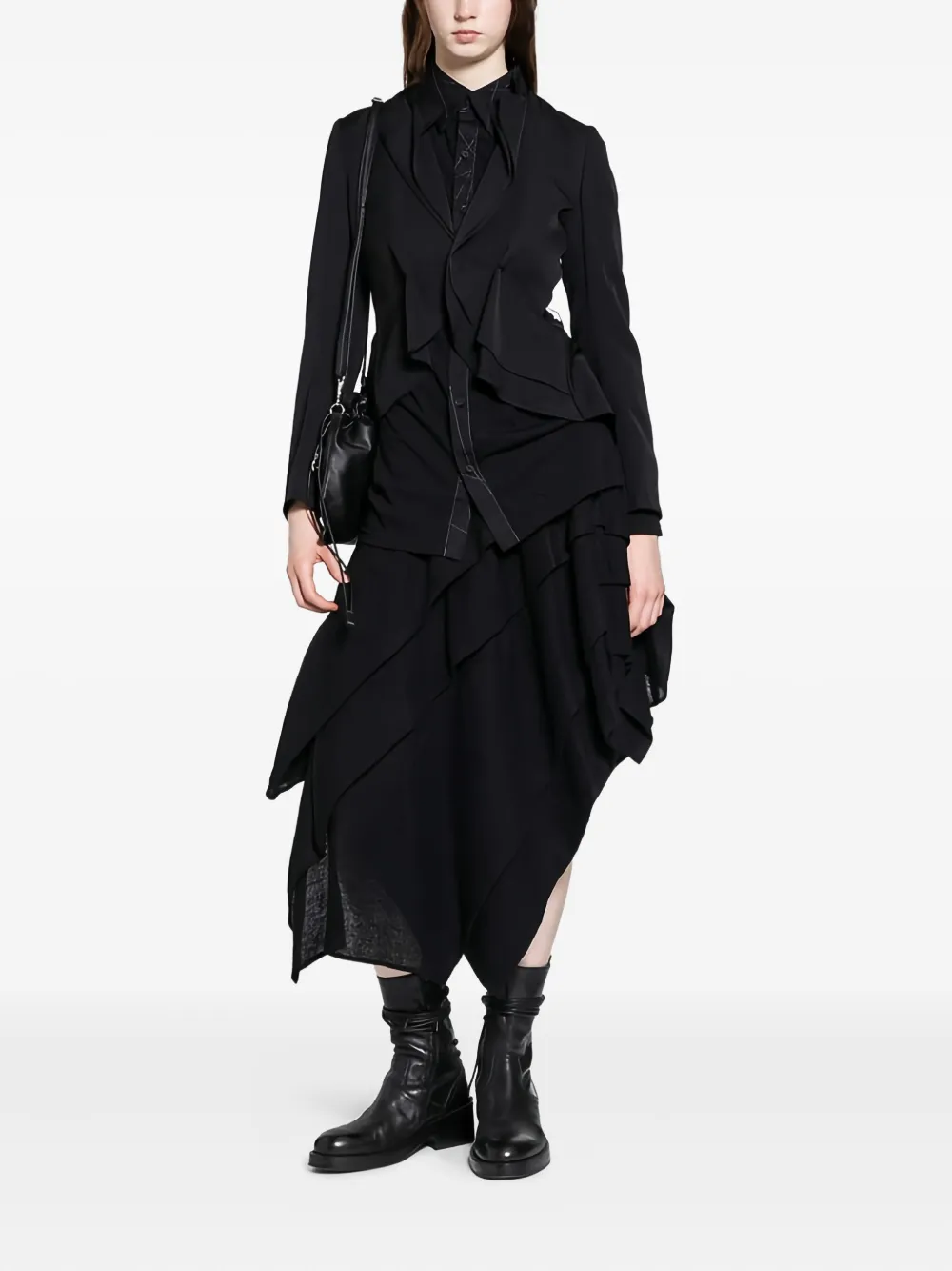 Yohji Yamamoto falda midi con costuras | Faldas asimétricas y drapeadas | Image 2