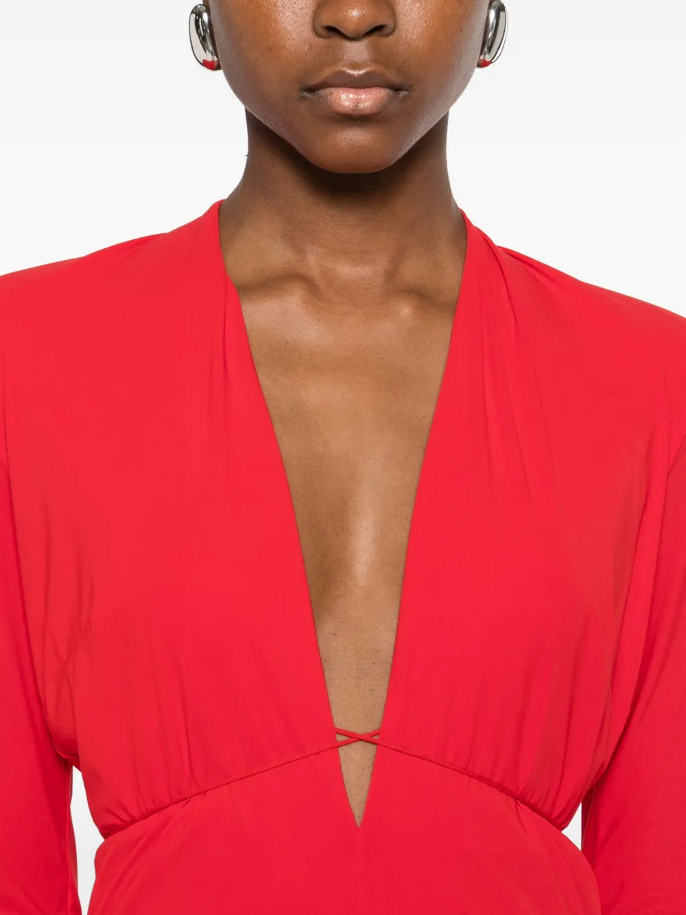 Amazuìn V-neck Maxi Dress In Red