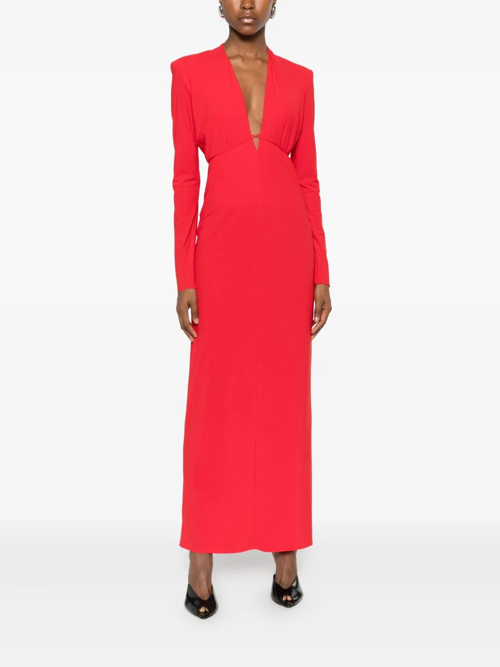 Amazuìn V-neck Maxi Dress In Red