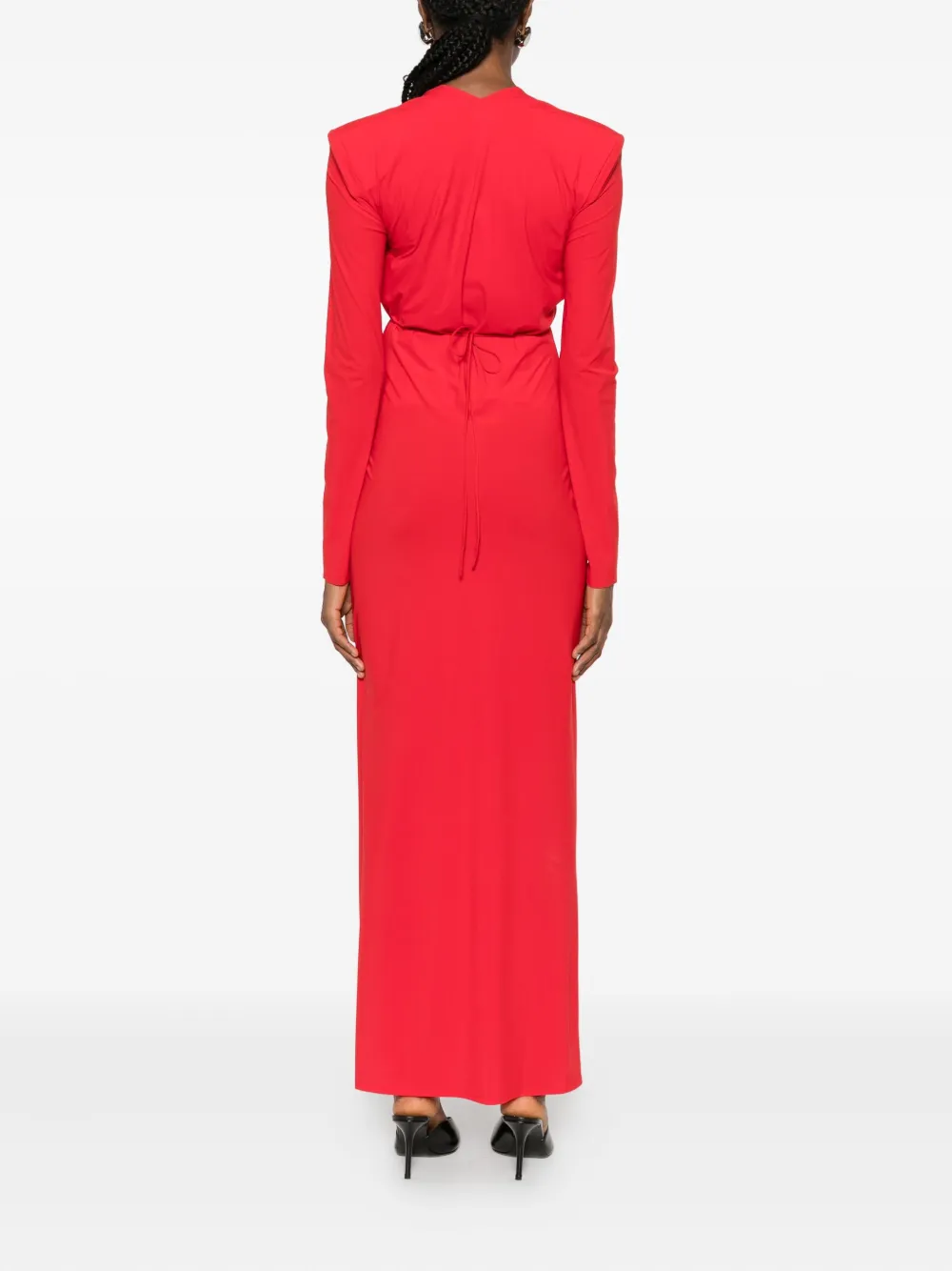 Amazuìn V-neck Maxi Dress In Red