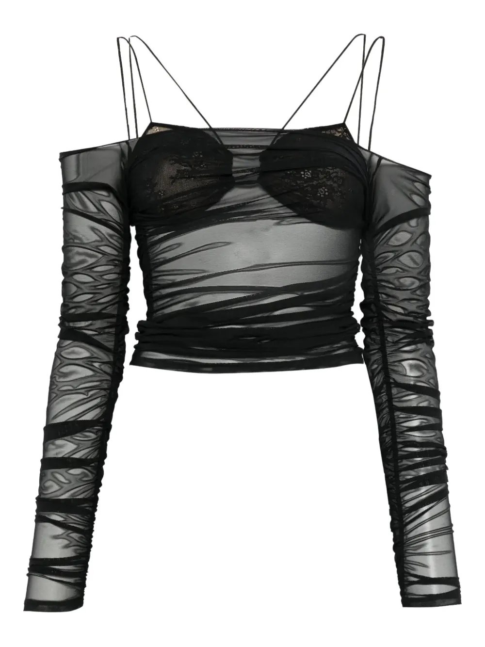 Amazuìn mesh ruched top | noir | Image 1