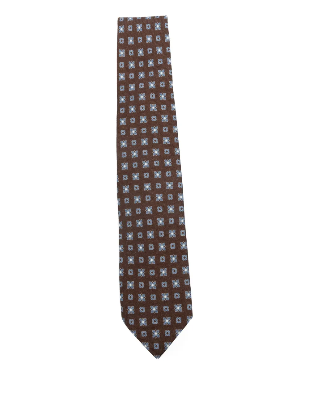 Barba Napoli Patterned Silk Tie In Brown