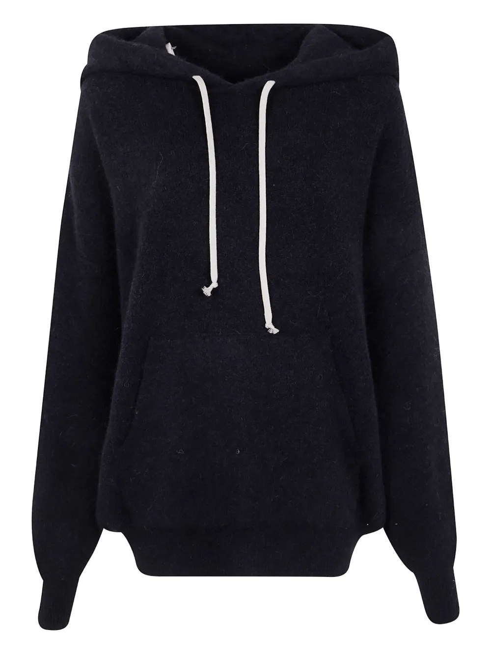 Rick Owens Hooded Sweater With Drawstring And Pocket In Black