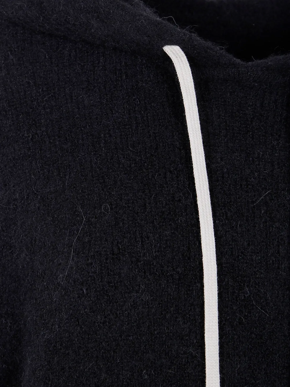 Rick Owens Hooded Sweater With Drawstring And Pocket In Black
