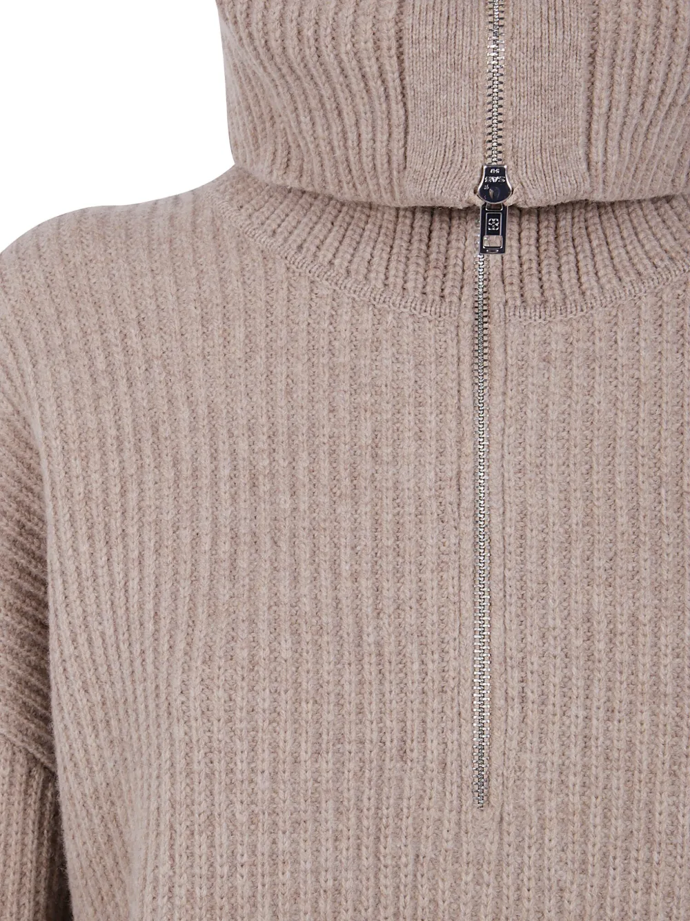 Filippa K Zip Roll-neck Sweater In Neutral