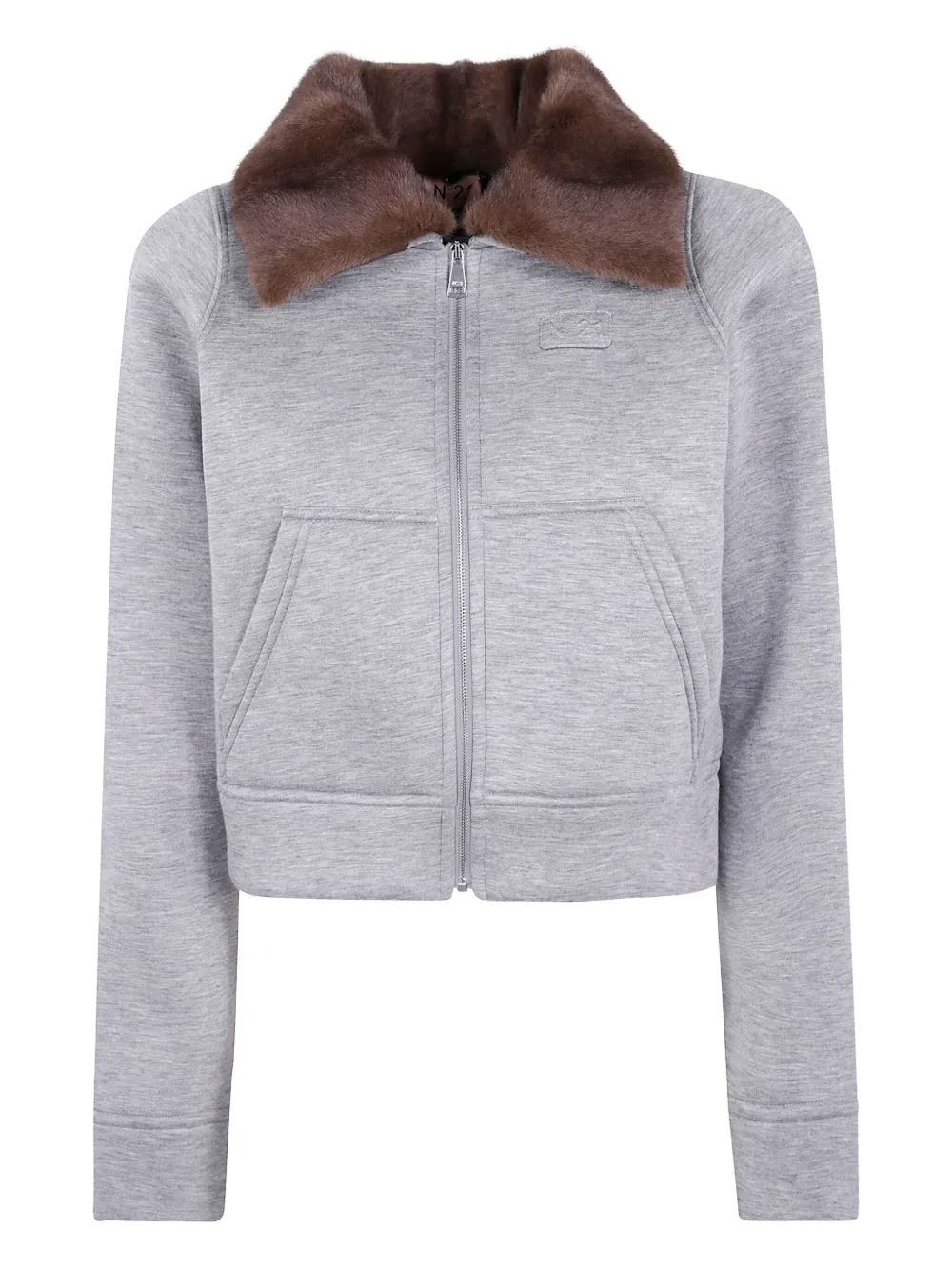 N°21 Fur Collar Zip Jacket In Gray