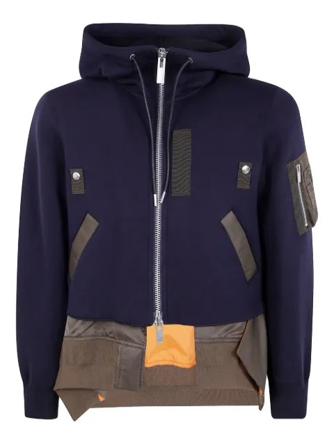sacai zip-up pocket hooded jacket