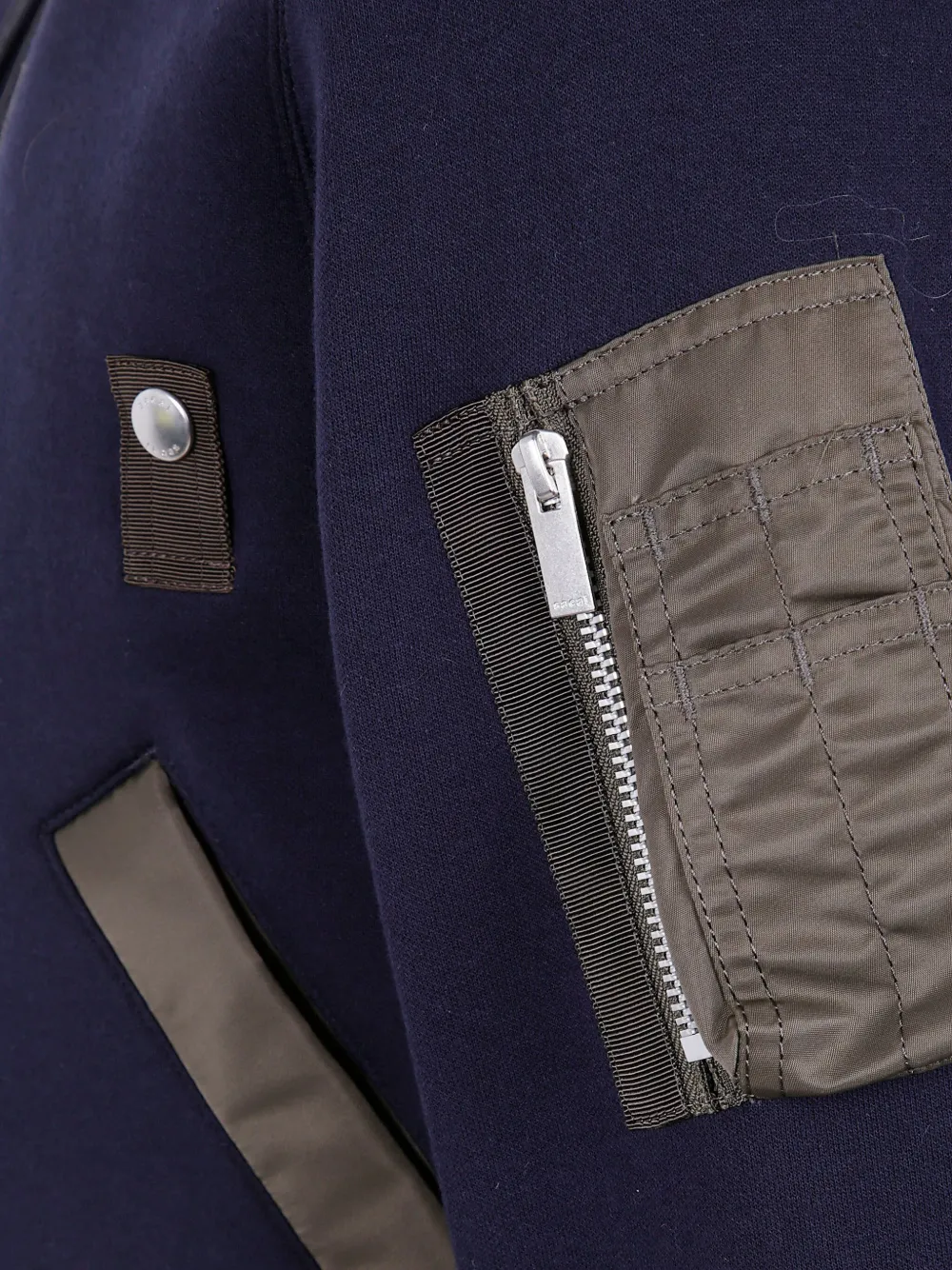 Sacai Zip-up Pocket Hooded Jacket In Blue