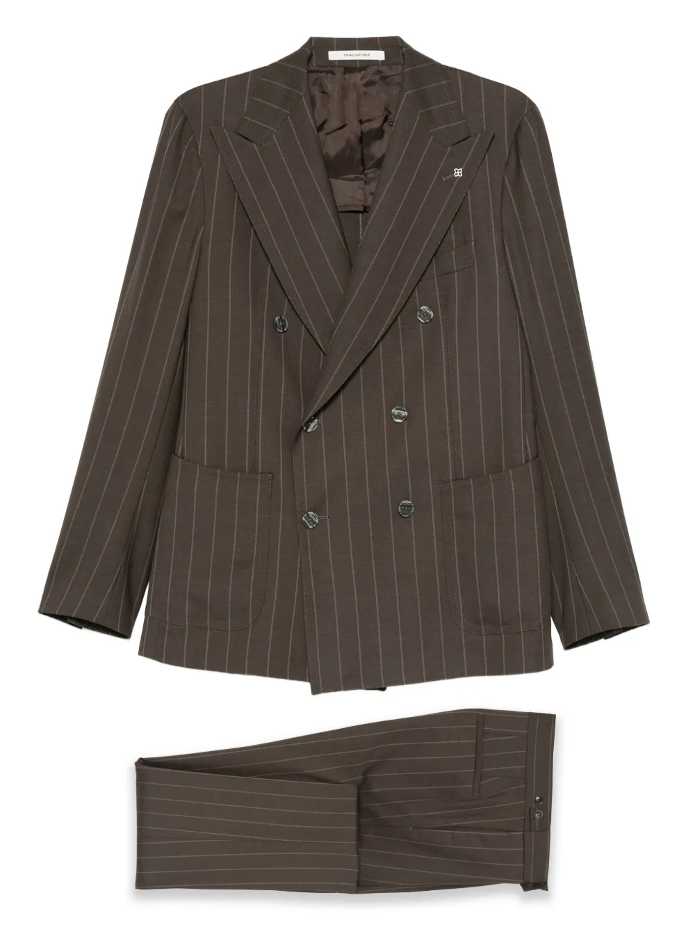 Tagliatore pinstriped double-breasted suit | Brown | Image 1