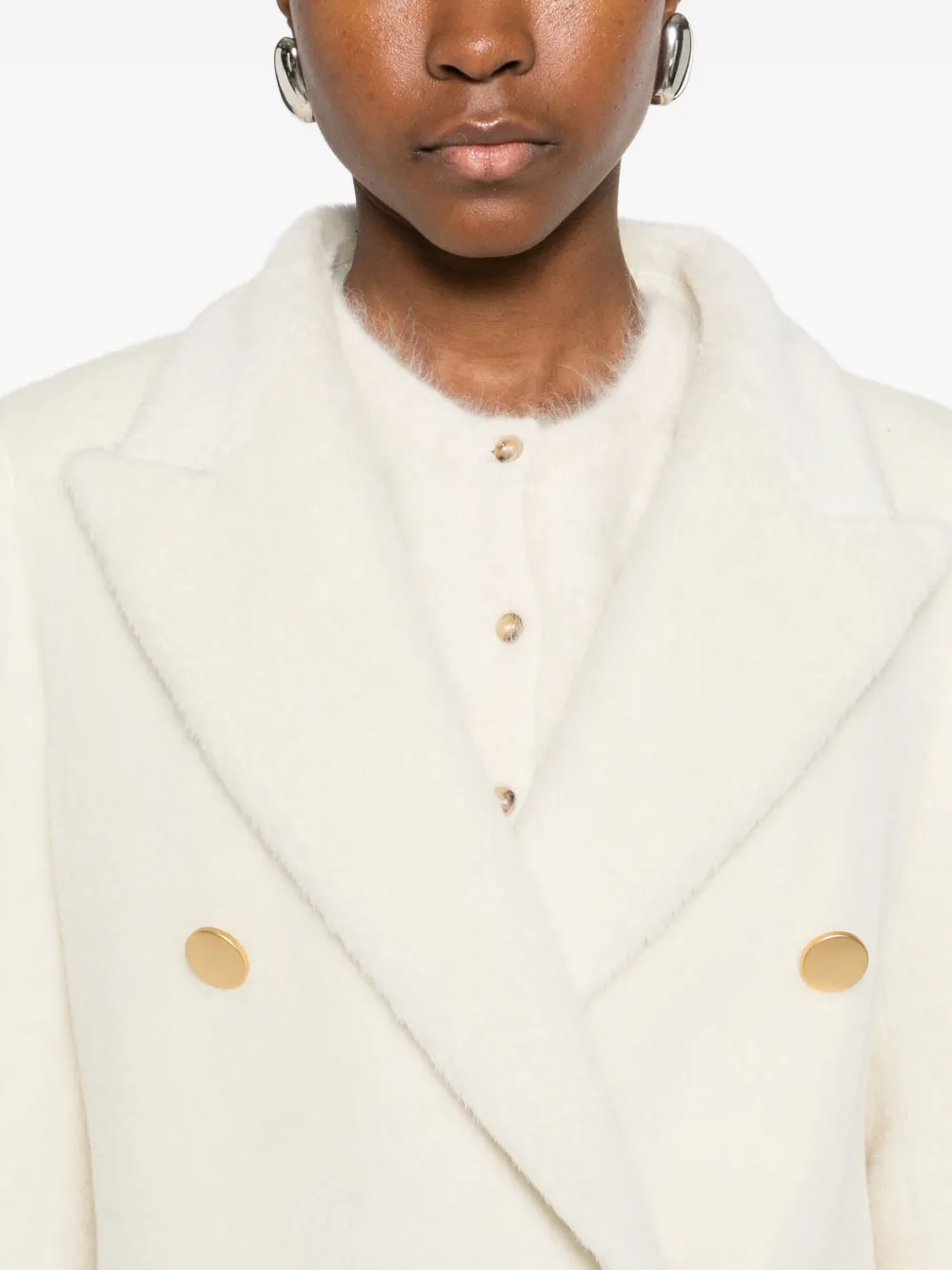 Tagliatore Jas met ceintuur en dubbele rij knopen Wit