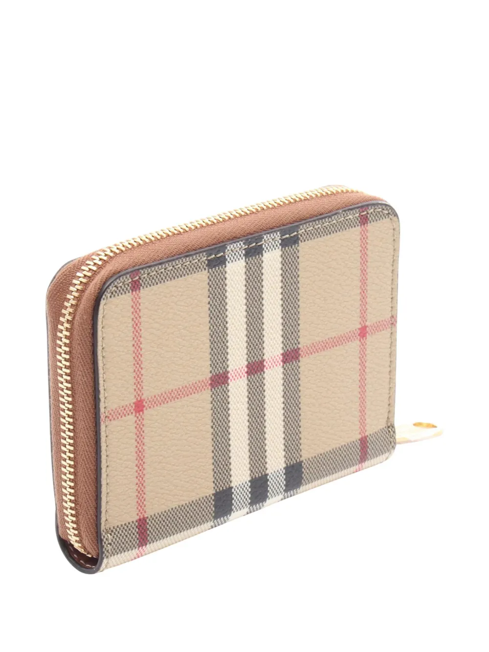 Pre-owned Burberry 2018-2025  Check Coated Canvas Zip Wallet Small Wallets In Brown