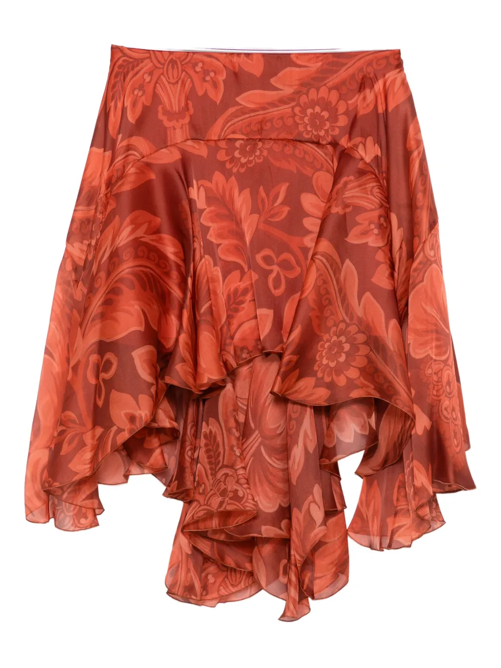ETRO floral-print ruffled skirt | Orange | Image 1