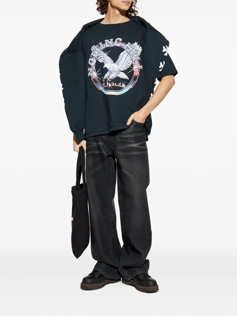 RHUDE graphic-print T-shirt - Zwart