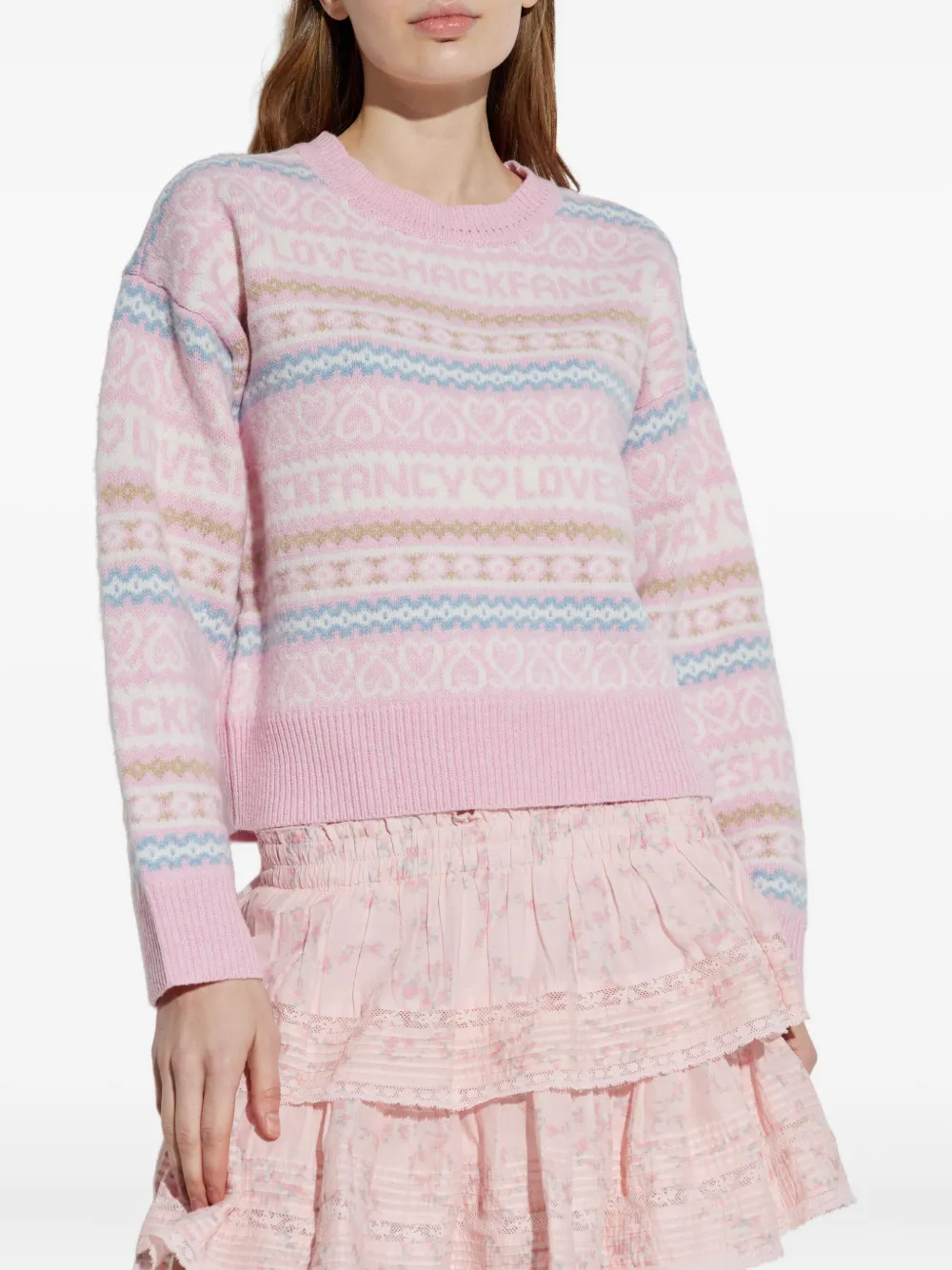 Loveshackfancy Emberly Patterned Sweater In Multi